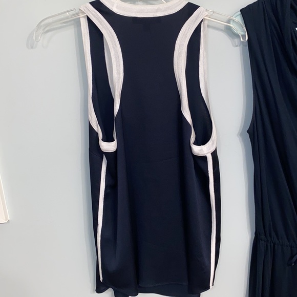 Banana Republic navy & white blouse & soft drawstring waist dress. - Picture 5 of 8